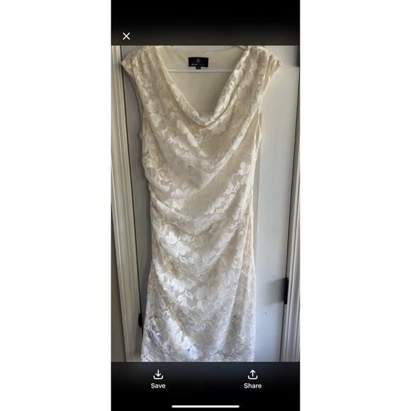 Ronni Nicole Vintage Women’s Cream Lace Cowl Neck Sheath Dress size 8 - Picture 5 of 7